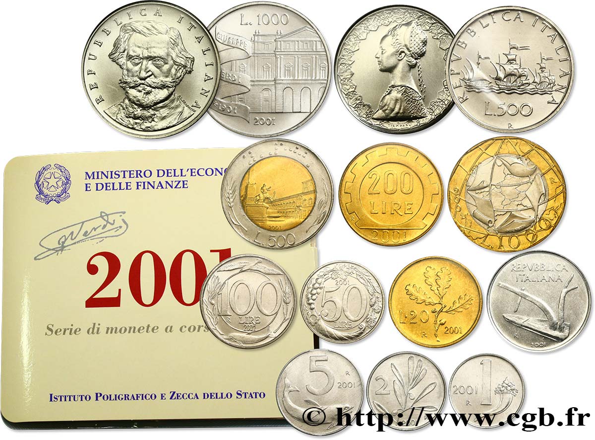 ITALIE Série de 12 Monnaies Guiseppe Verdi 2001 Rome - R FDC 