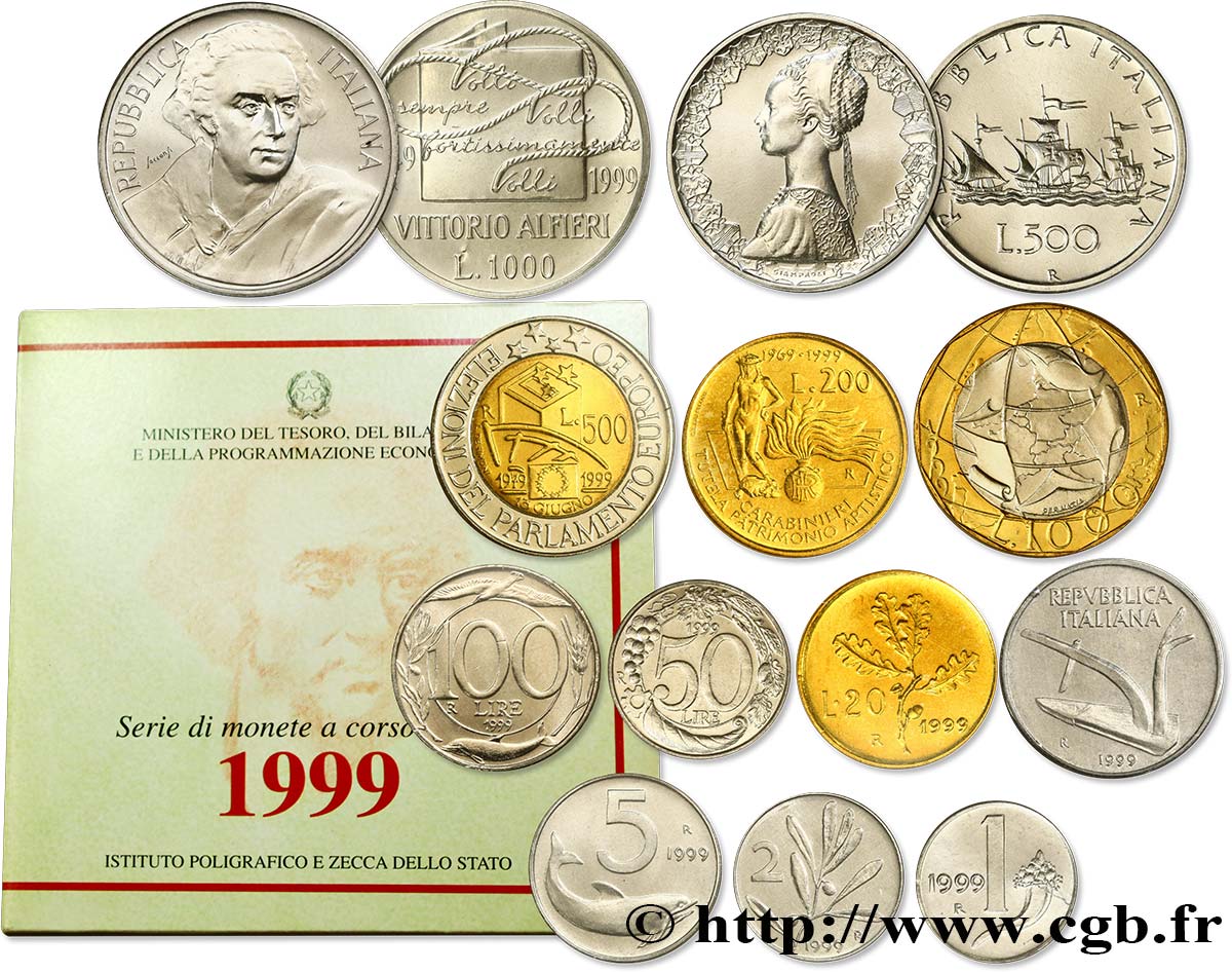 ITALIE Série de 12 Monnaies Vittorio Alfieri 1999 Rome - R FDC 