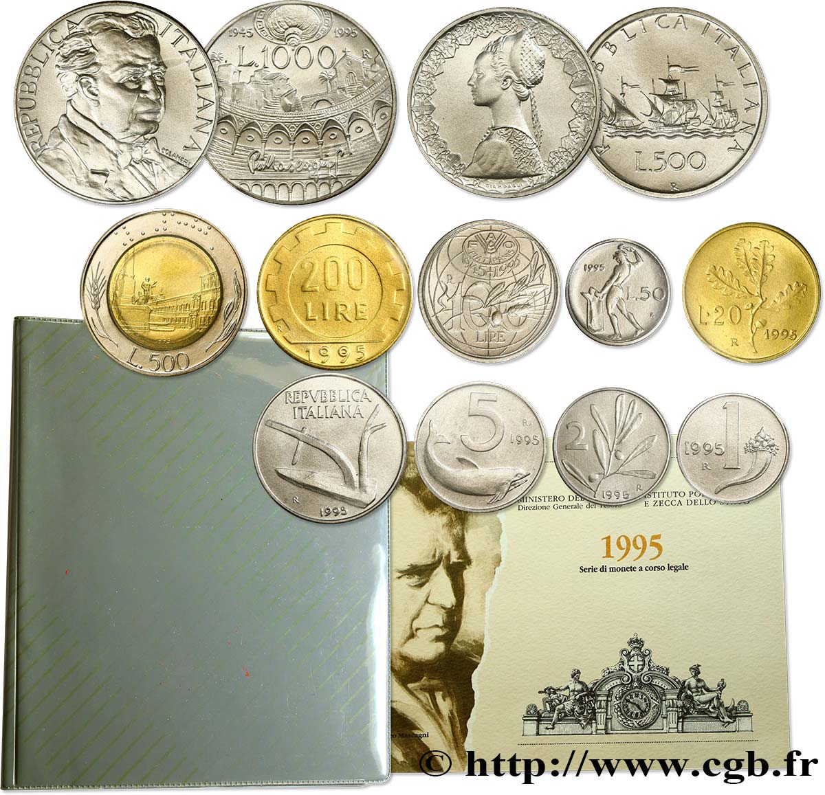 ITALIA Série de 11 Monnaies Pietro Mascagni 1995 Rome - R FDC 