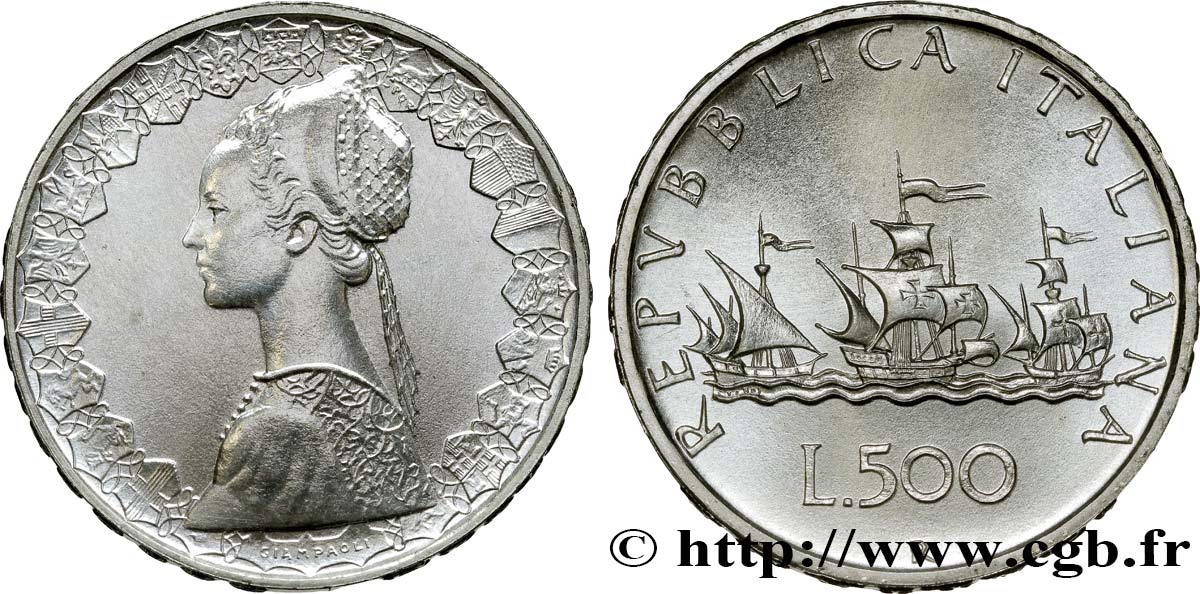 ITALY 500 Lire “caravelles” 1990 Rome - R MS 