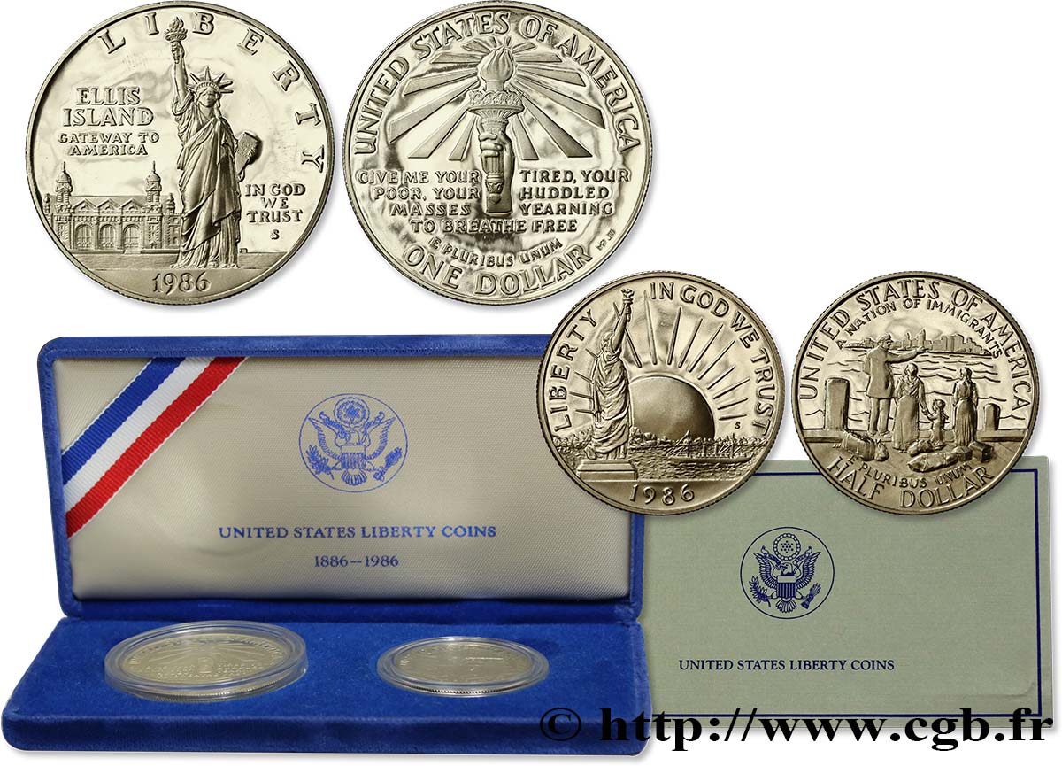 UNITED STATES OF AMERICA Coffret Liberty Coins Half-Dollar et Dollar Proof 1986 San Francisco - S MS 