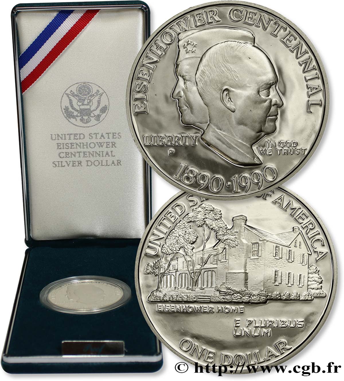 STATI UNITI D AMERICA 1 Dollar Proof centenaire de la naissance du général Eisenhower 1990 Philadelphie - P MS 