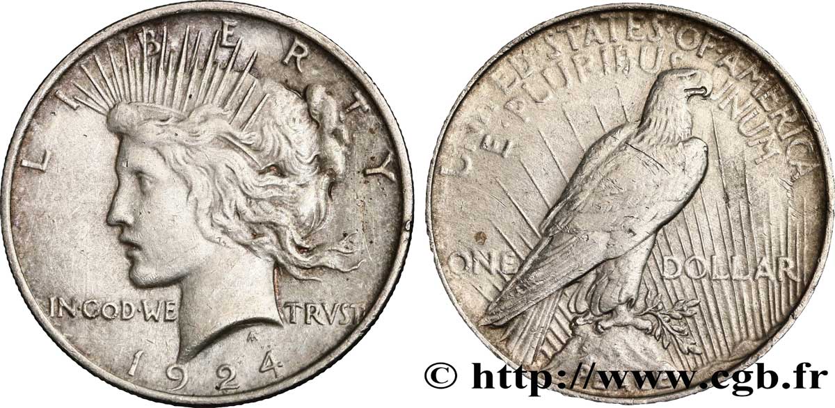 ÉTATS-UNIS D AMÉRIQUE 1 Dollar type Peace 1924 Philadelphie TB+ 