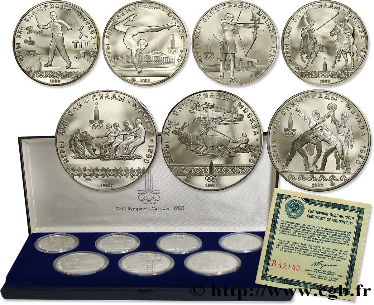 RUSSIE - URSS Coffret 7 Monnaies Proof Jeux Olympiques de Moscou 1980  FDC 