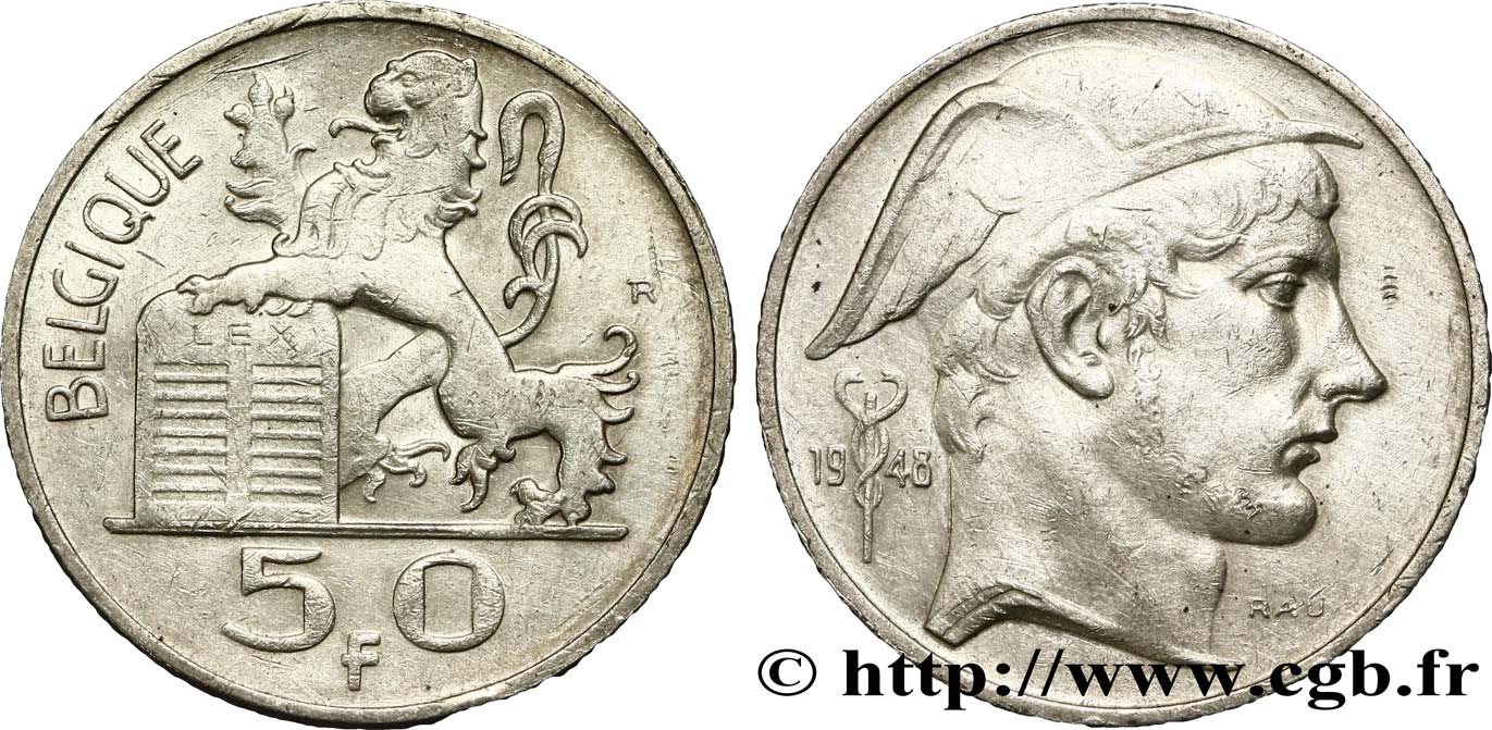 BELGIQUE 50 Francs 1948  TTB 