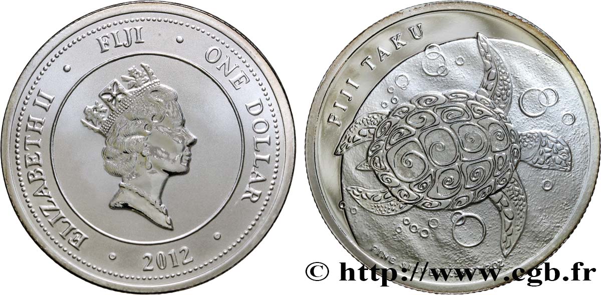 FIDJI 1 Dollar BE (proof)  Elisabeth II / Tortue 2012  FDC 