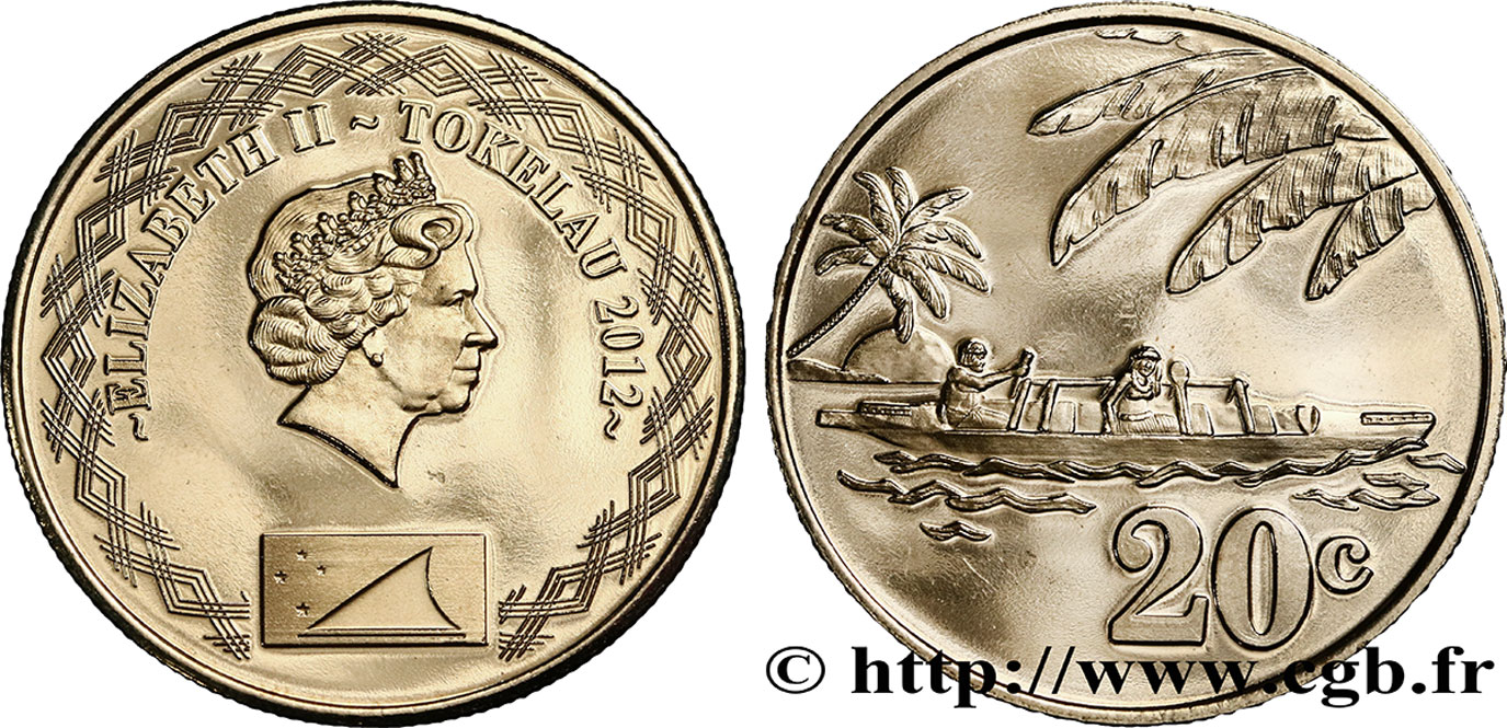 TOKELAU 20 Cents Elisabeth II / pirogue 2012  FDC 