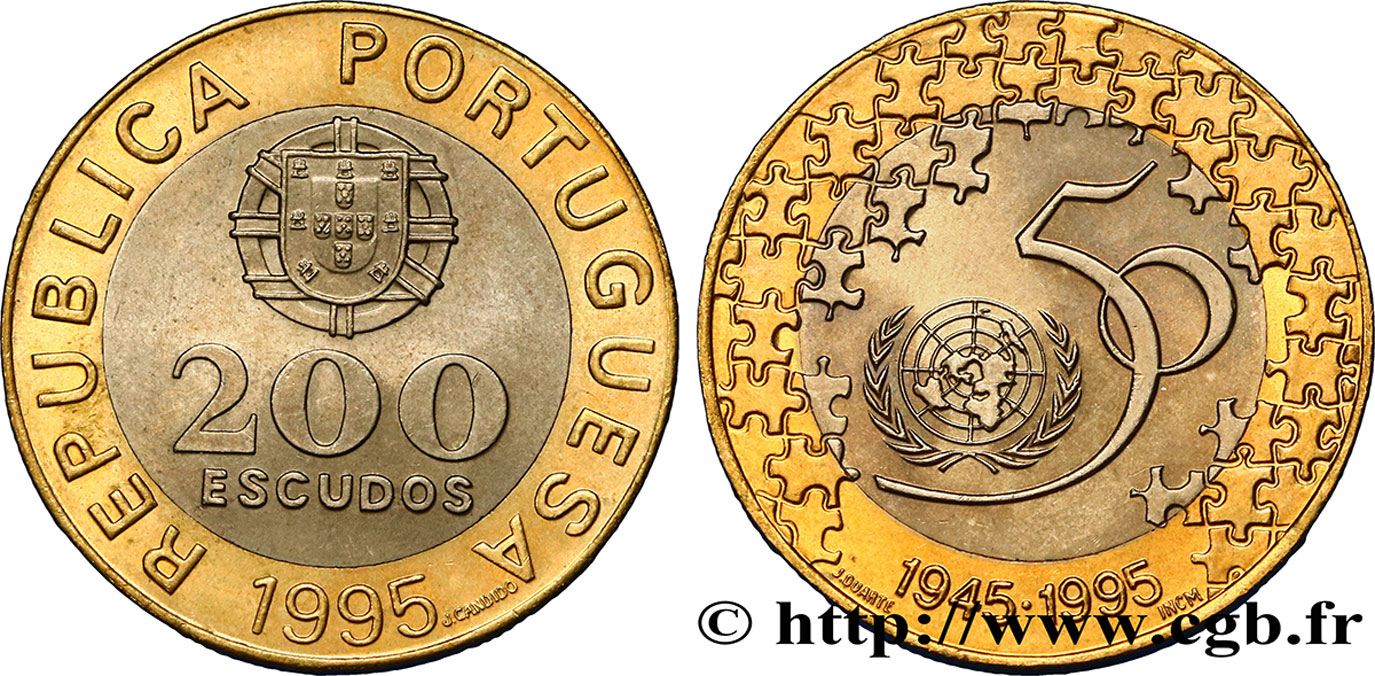PORTUGAL 200 Escudos 50e anniversaire des Nations Unies 1995  SUP 