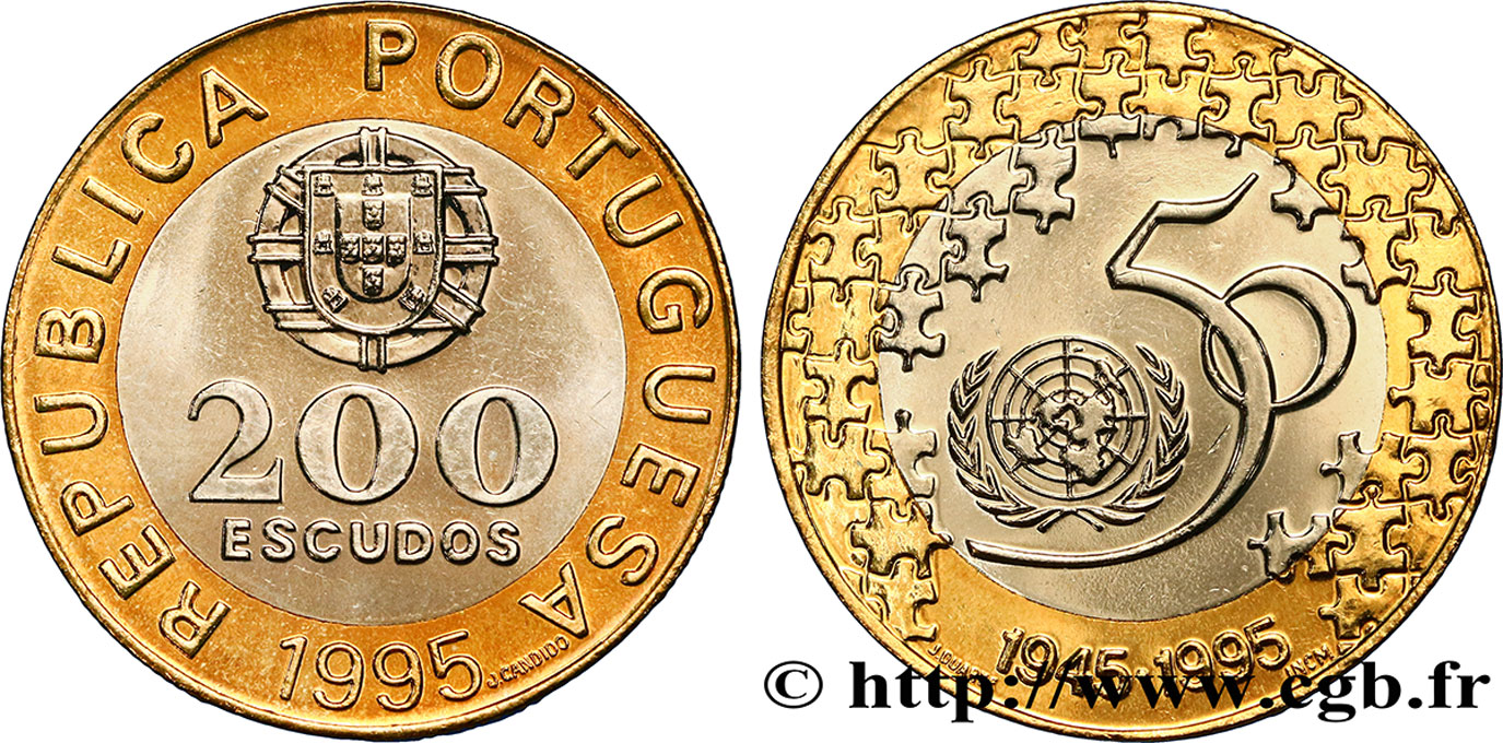 PORTUGAL 200 Escudos 50e anniversaire des Nations Unies 1995  VZ 