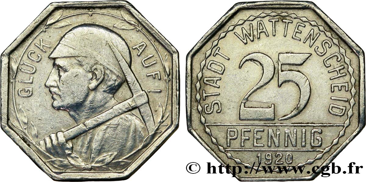 ALLEMAGNE - Notgeld 25 Pfennig Wattenscheid 1917  TTB 