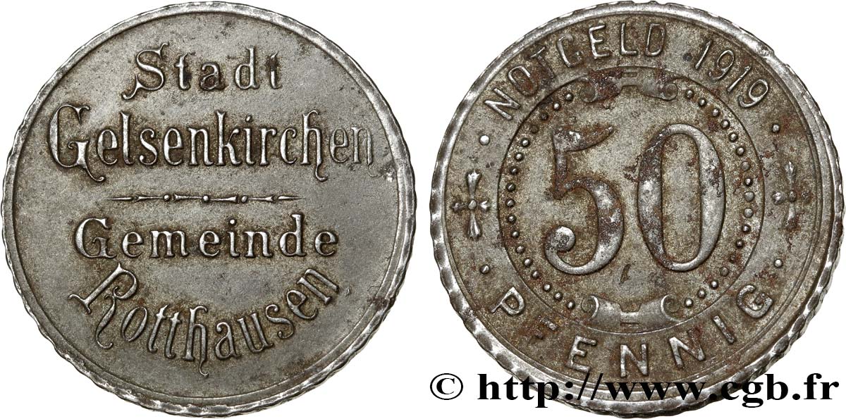 ALLEMAGNE - Notgeld 50 Pfennig Gelsenkirchen-Rotthausen 1918  TTB 
