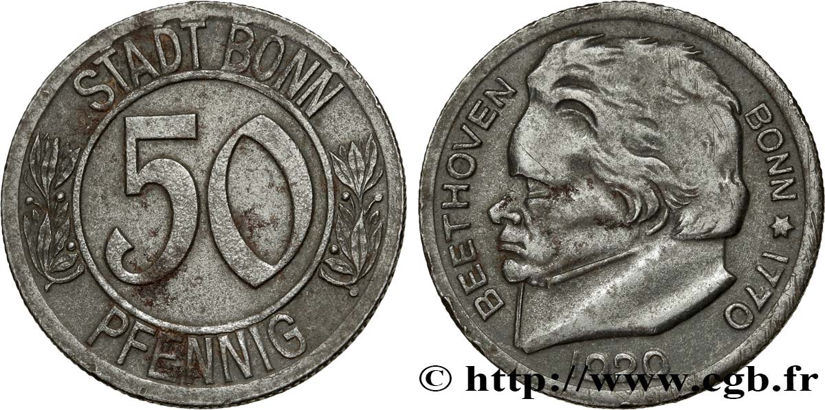 ALLEMAGNE - Notgeld 50 Pfennig Bonn 1920  TTB 