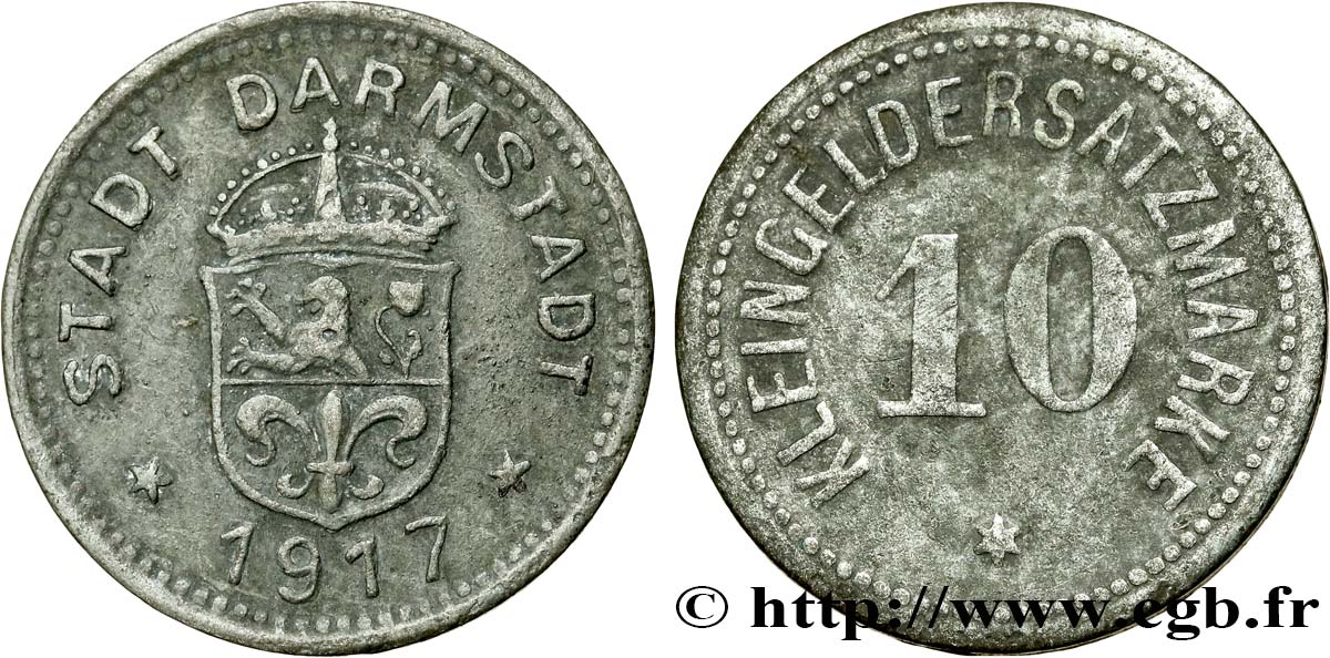ALLEMAGNE - Notgeld 10 Pfennig Darmstadt 1917  TTB 