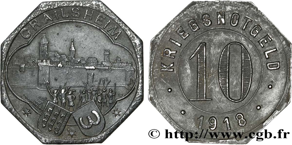 GERMANY - Notgeld 10 Pfennig Crailsheim 1918  XF 
