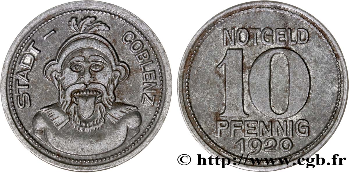 GERMANY - Notgeld 10 Pfennig Coblenz (Coblence) 1920  XF 