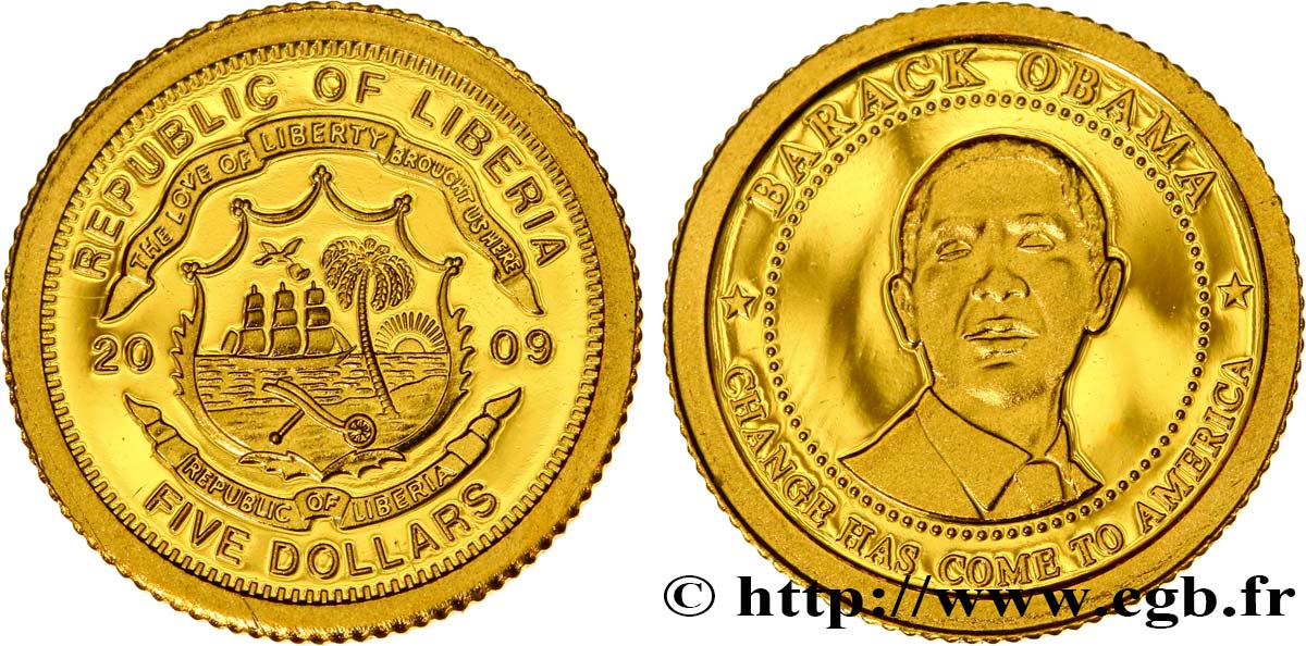 LIBERIA 25 Dollars Proof Barack Obama 2009  FDC 