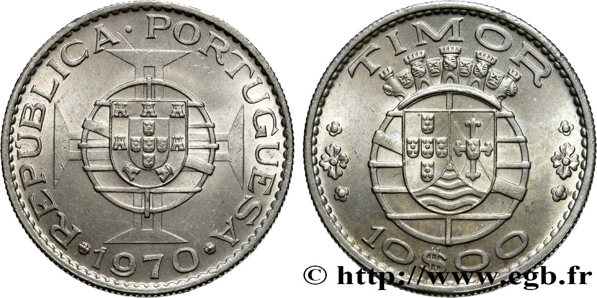 TIMOR 10 Escudos Colonie Portugaise 1970  fST 