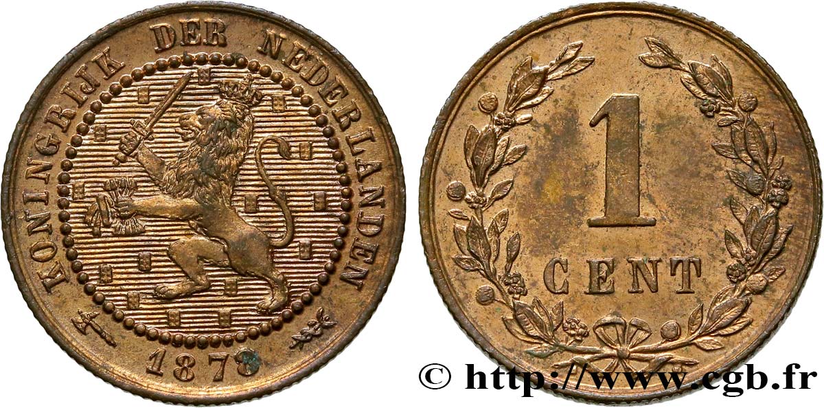 PAYS-BAS 1 Cent lion couronné 1878 Utrecht SPL 