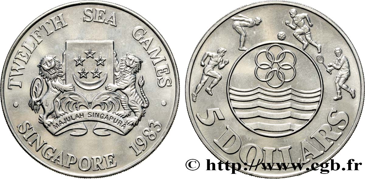 SINGAPOUR 5 Dollars 12e Jeux d’Asie du Sud-Est 1983  SPL 