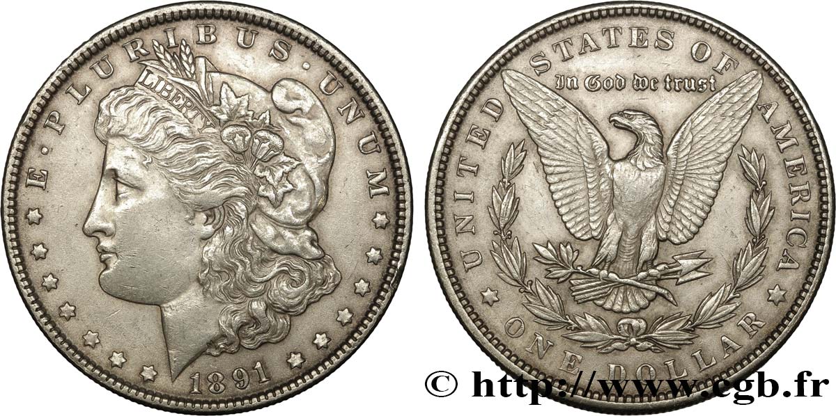 ÉTATS-UNIS D AMÉRIQUE 1 Dollar type Morgan 1891 Philadelphie TTB+ 