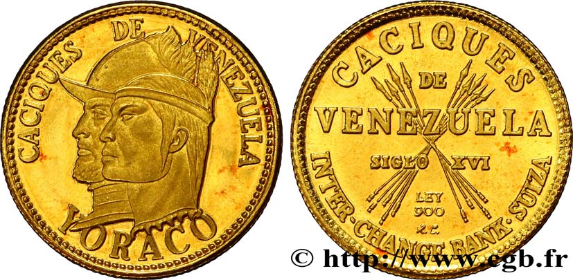 VENEZUELA Médaille en or Yoraco 1955  SPL 