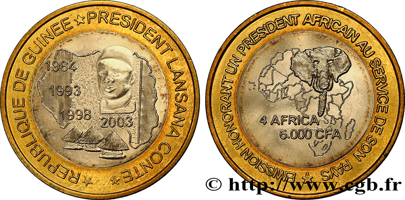 GUINEA 6000 Francs Président Lansana Conté 2003  MS 