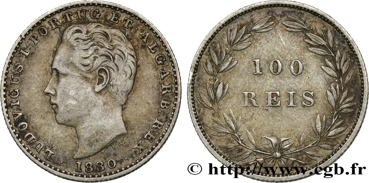 PORTUGAL 100 Réis Louis Ier 1880  TTB 