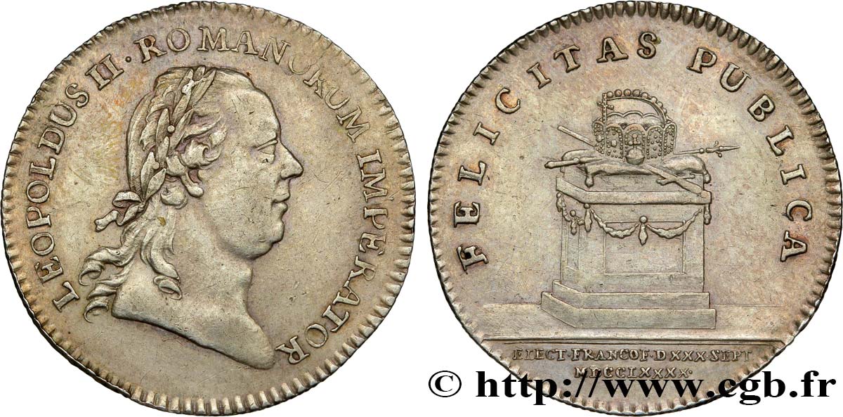 ALLEMAGNE - VILLE LIBRE DE FRANCFORT Essai en argent de 2 Ducats du couronnement de Léopold II 1790 Francfort TTB+ 
