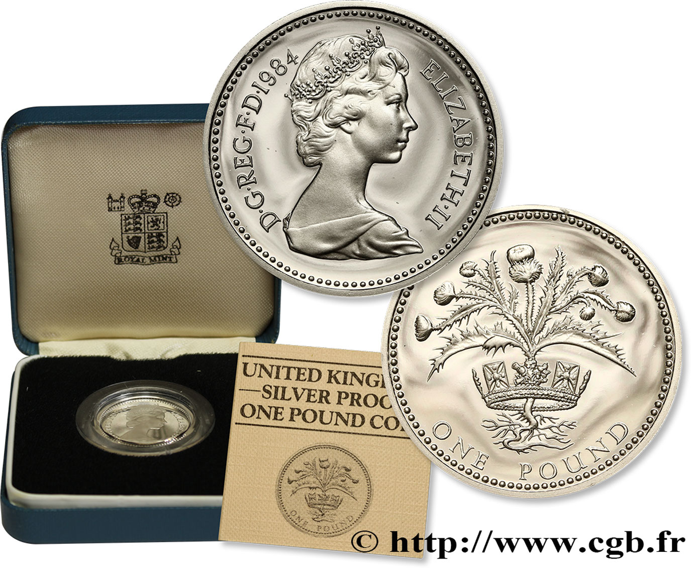 ROYAUME-UNI 1 Livre Proof Elisabeth II / chardon écossais 1984  FDC 