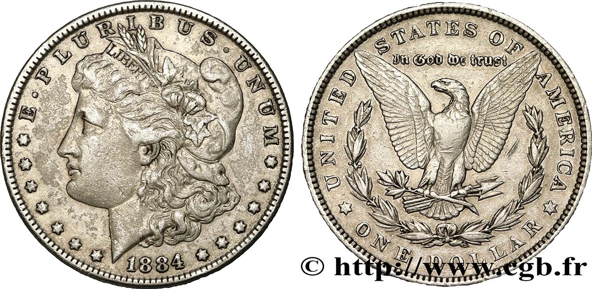 ÉTATS-UNIS D AMÉRIQUE 1 Dollar Morgan 1884 Philadelphie TB+ 