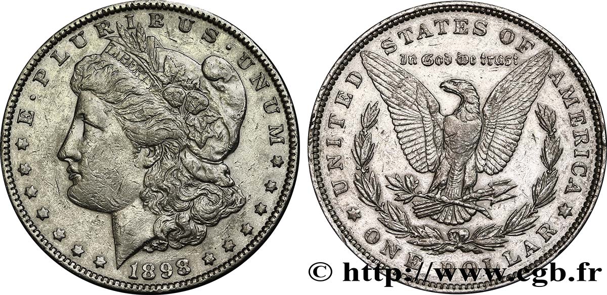 ÉTATS-UNIS D AMÉRIQUE 1 Dollar type Morgan 1898 Philadelphie TB+ 