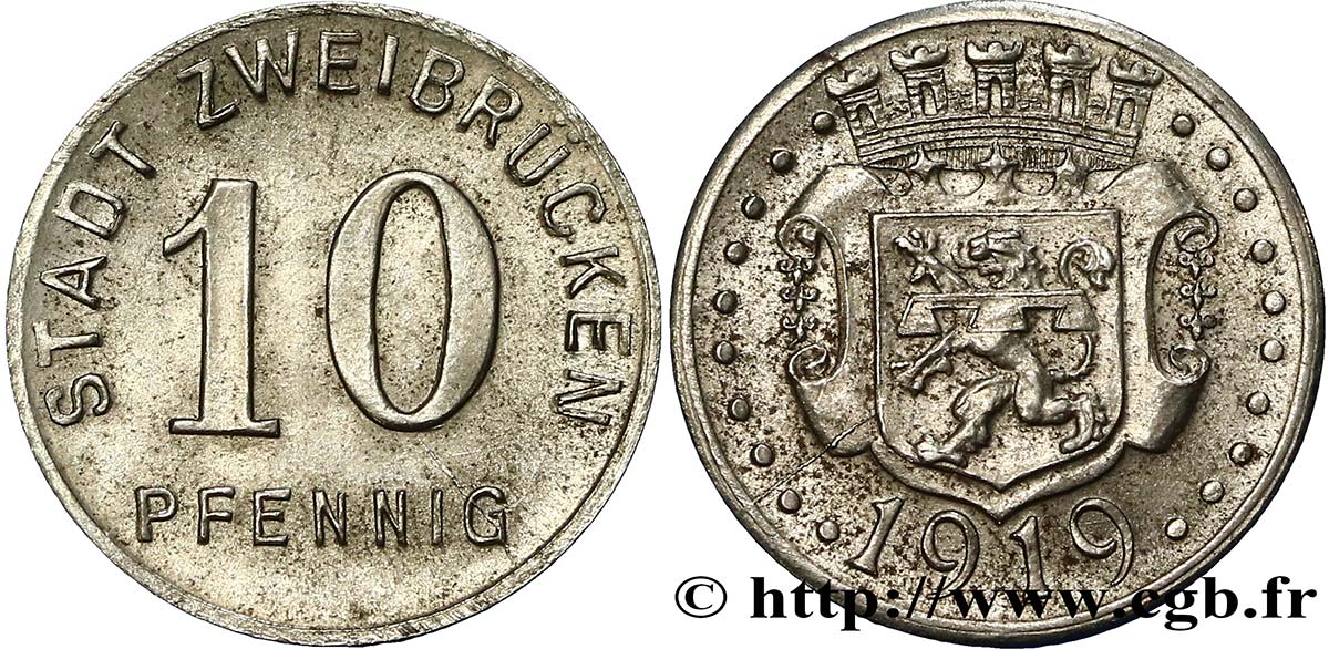 ALLEMAGNE - Notgeld 10 Pfennig Zweibrücken 1919  SUP 