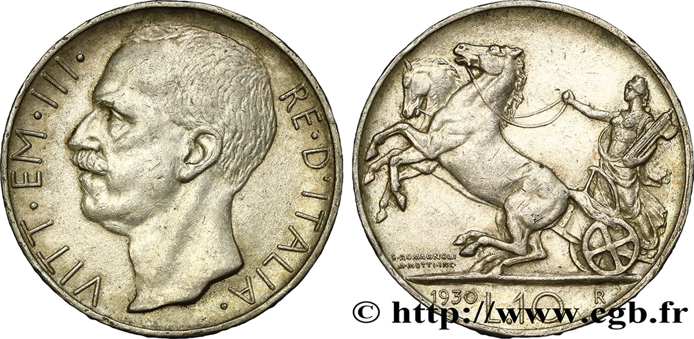 ITALY 10 Lire Victor-Emmanuel III 1930 Rome AU 
