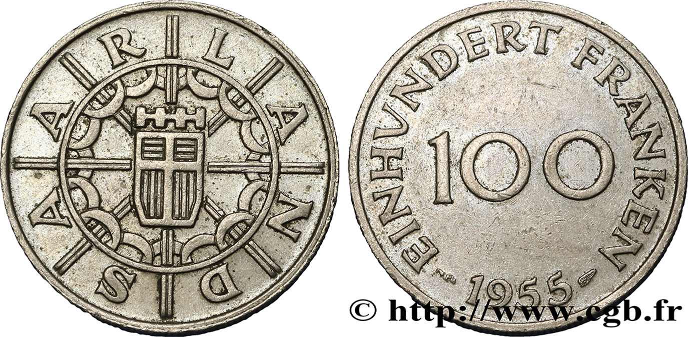 SAARLAND 100 Franken 1955 Paris AU 