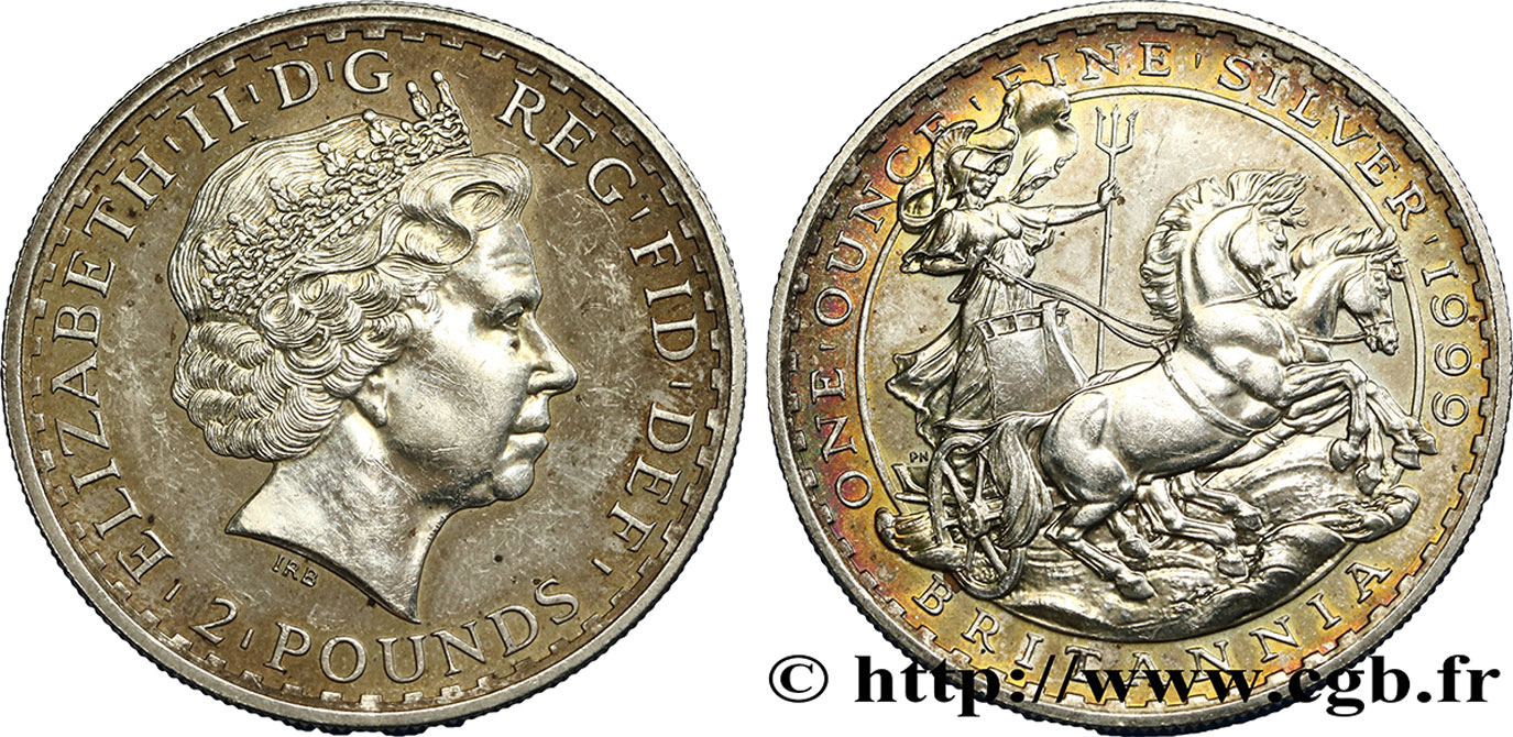ROYAUME-UNI 2 Pounds Elisabeth II 1999  TTB+ 