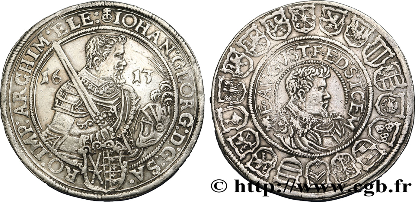 GERMANY - SAXONY - JEAN-GEORGES I Thaler 1613 Leipzig XF 