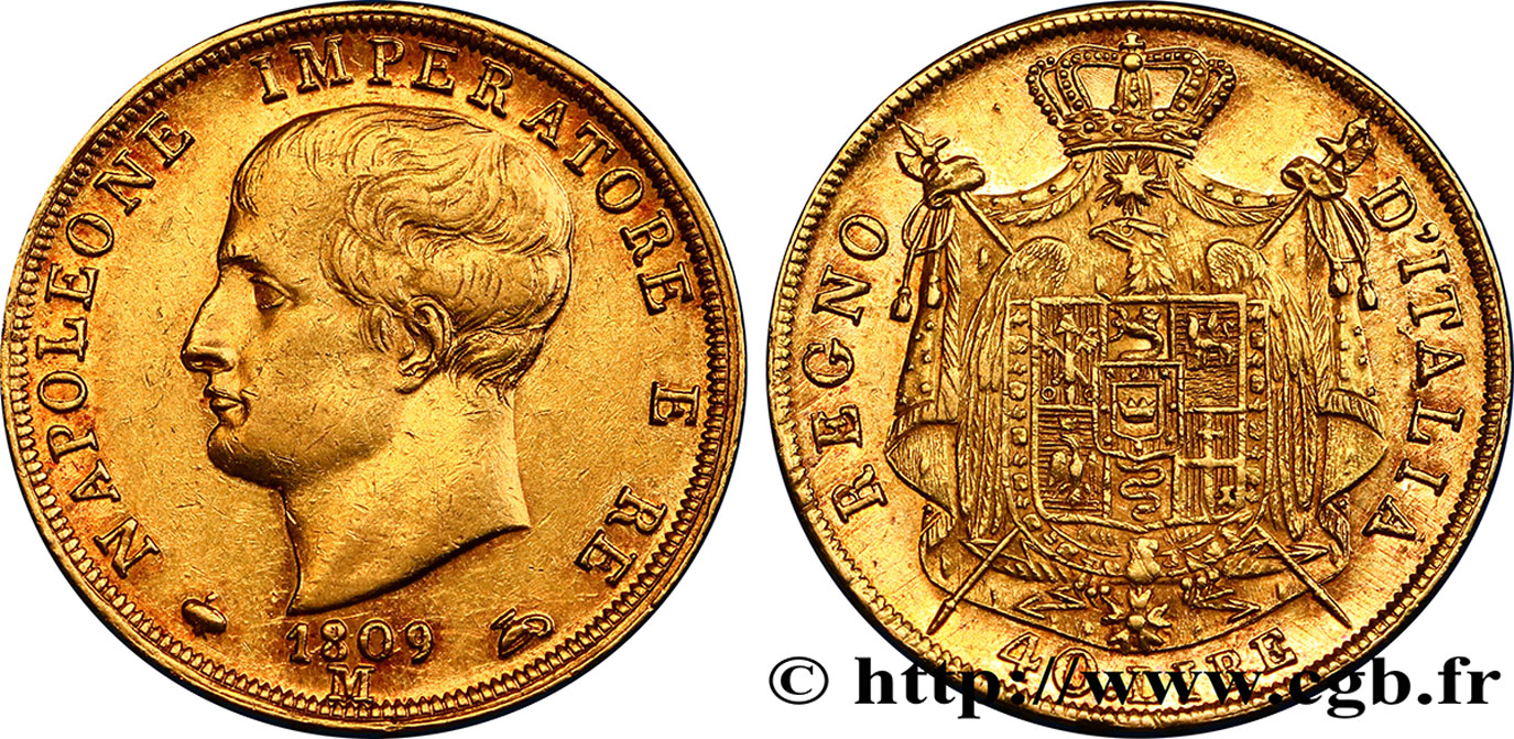 ITALIEN - Königreich Italien - NAPOLÉON I. 40 Lire 1809 Milan fVZ 
