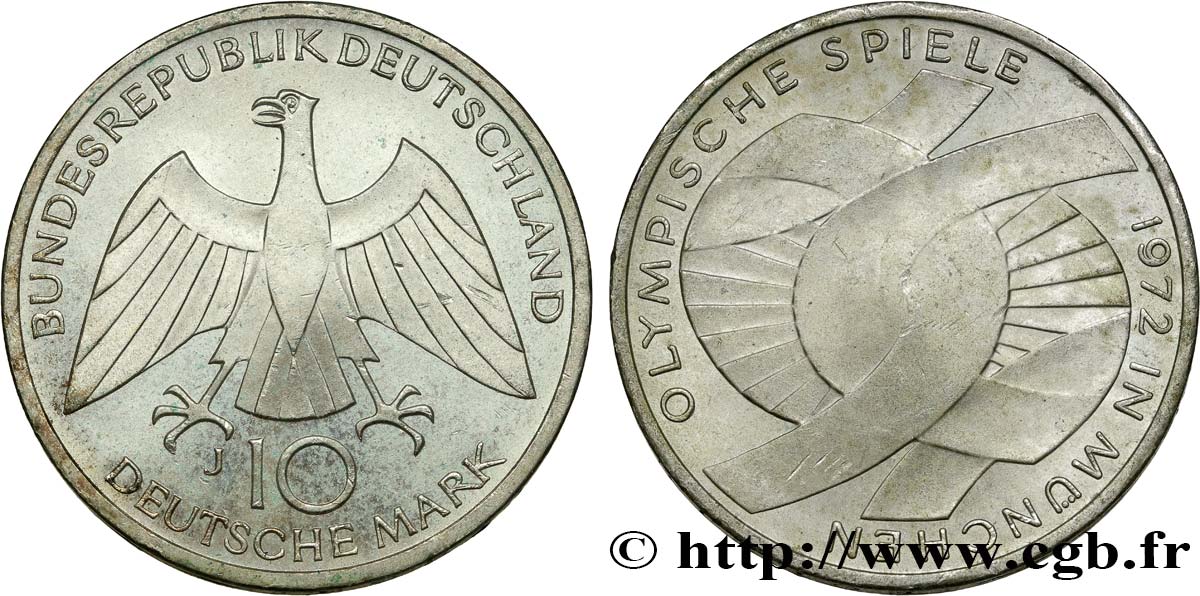 GERMANY 10 Mark / XXe J.O. Munich - L’idéal Olympique 1972 Hambourg AU