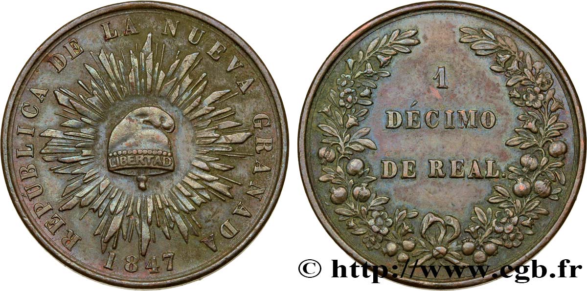 COLOMBIA 1/10 Decimo Nueva Granada 1847  q.SPL 