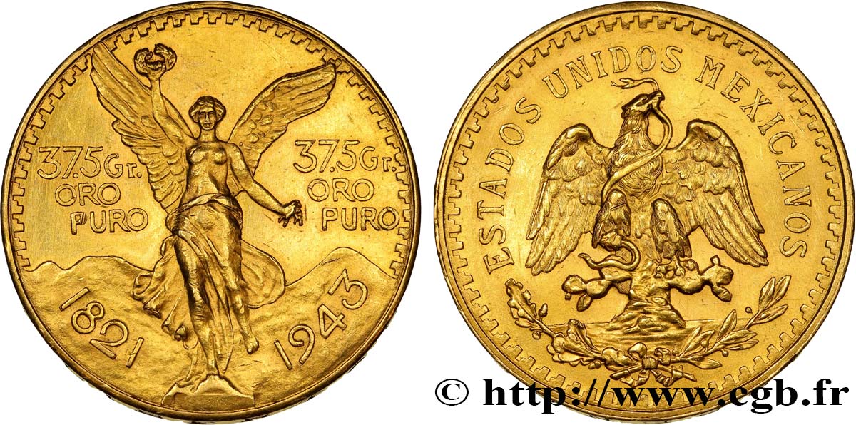 MEXIQUE 50 Pesos or 1943 Mexico SPL 