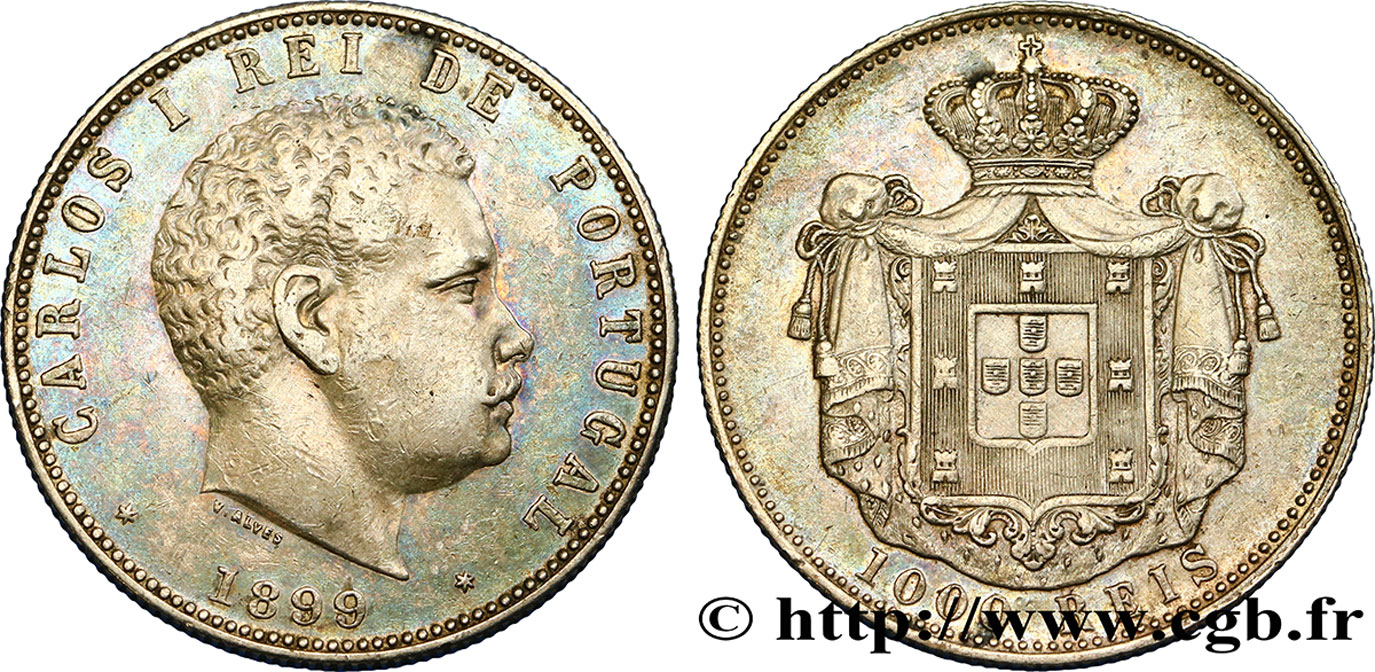 PORTUGAL 1000 Réis Charles Ier 1899  TTB+ 