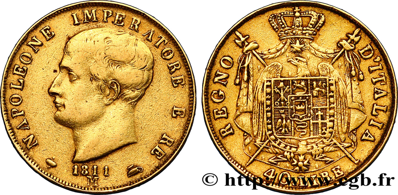ITALIEN - Königreich Italien - NAPOLÉON I. 40 Lire 1811 Milan fSS 