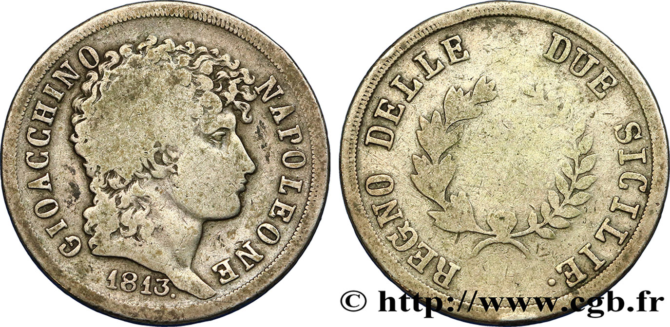 ITALIE - ROYAUME DES DEUX-SICILES 2 Lire Joachim Murat 1813 TB+