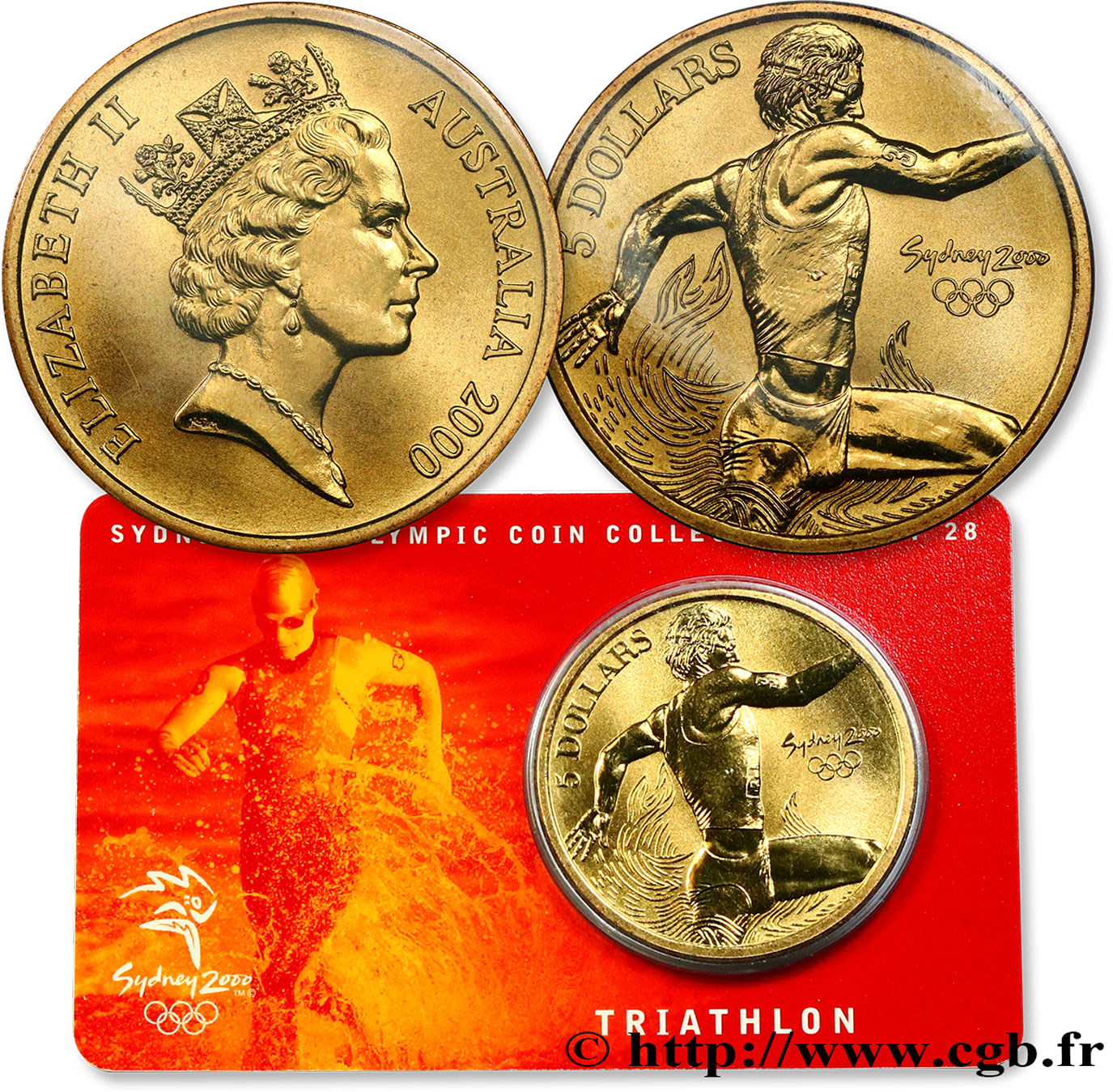AUSTRALIE 5 Dollars J.O. de Sydney : Triathlon 2000  FDC 
