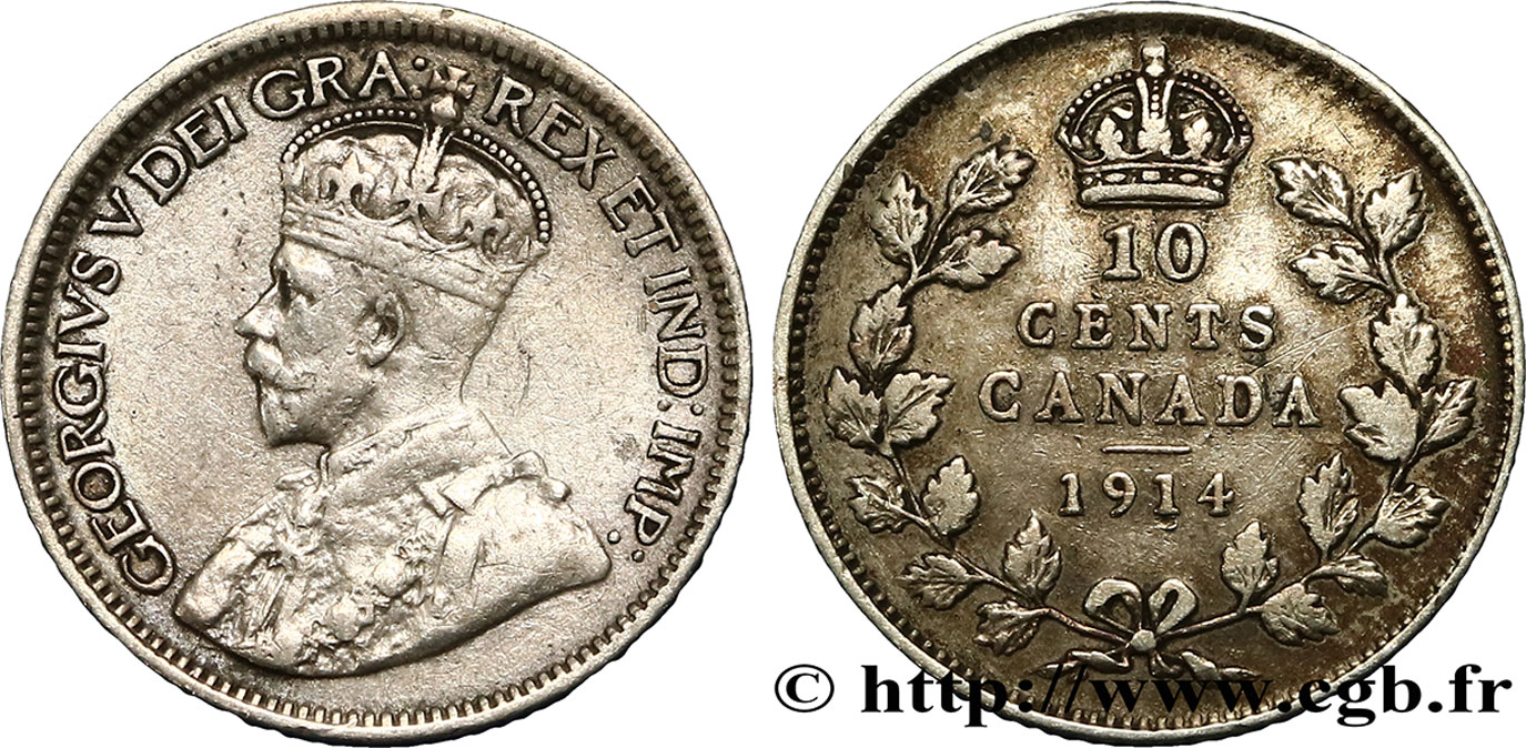 CANADA 10 Cents Georges V 1914  TTB 