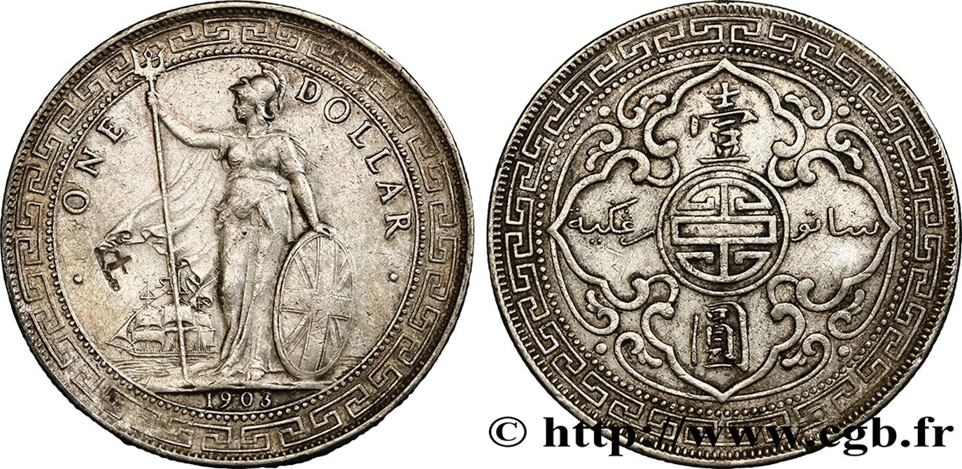 ROYAUME-UNI 1 Dollar Britannia 1903 Bombay TTB 