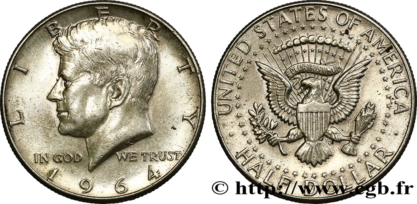ÉTATS-UNIS D AMÉRIQUE 1/2 Dollar Kennedy 1964 Philadelphie SPL 