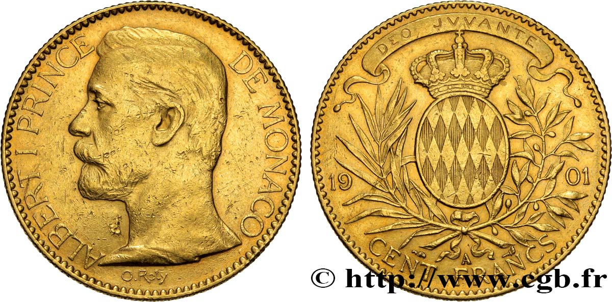 MONACO - PRINCIPALITY OF MONACO - ALBERT I 100 Francs or 1901 Paris AU 