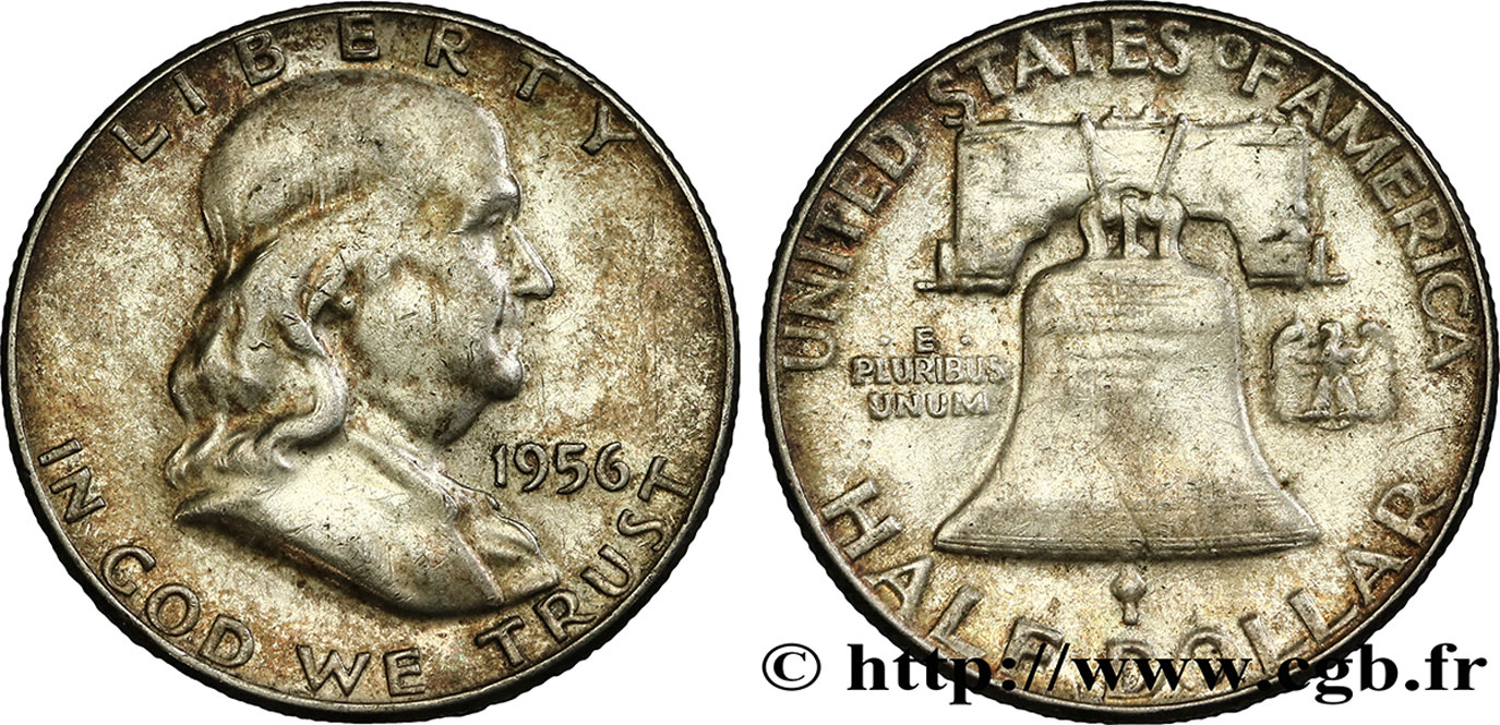 ÉTATS-UNIS D AMÉRIQUE 1/2 Dollar Benjamin Franklin 1956  TTB 