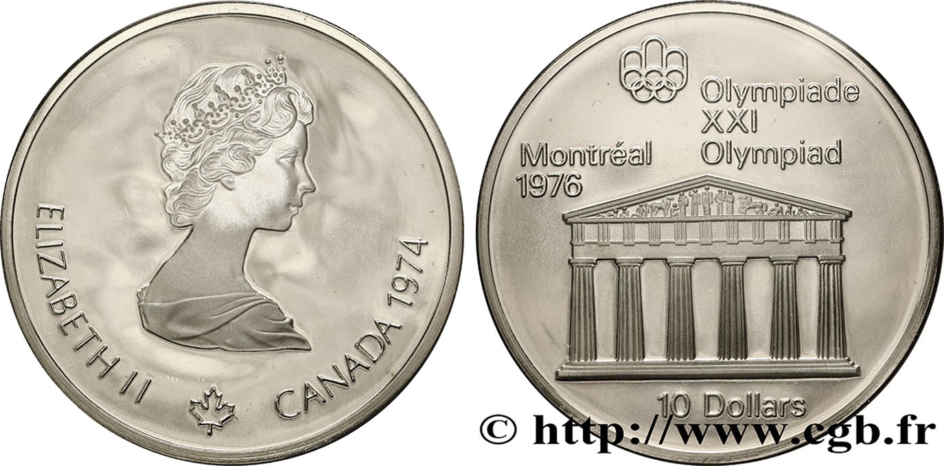 KANADA 10 Dollars Proof JO Montréal 1976 temple de Zeus 1974  fST 